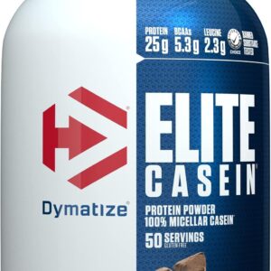 Dymatize Elite Casein Protein Powder 100 Percent Micellar Casein Rich Chocolate 4 Pounds 50 Servings