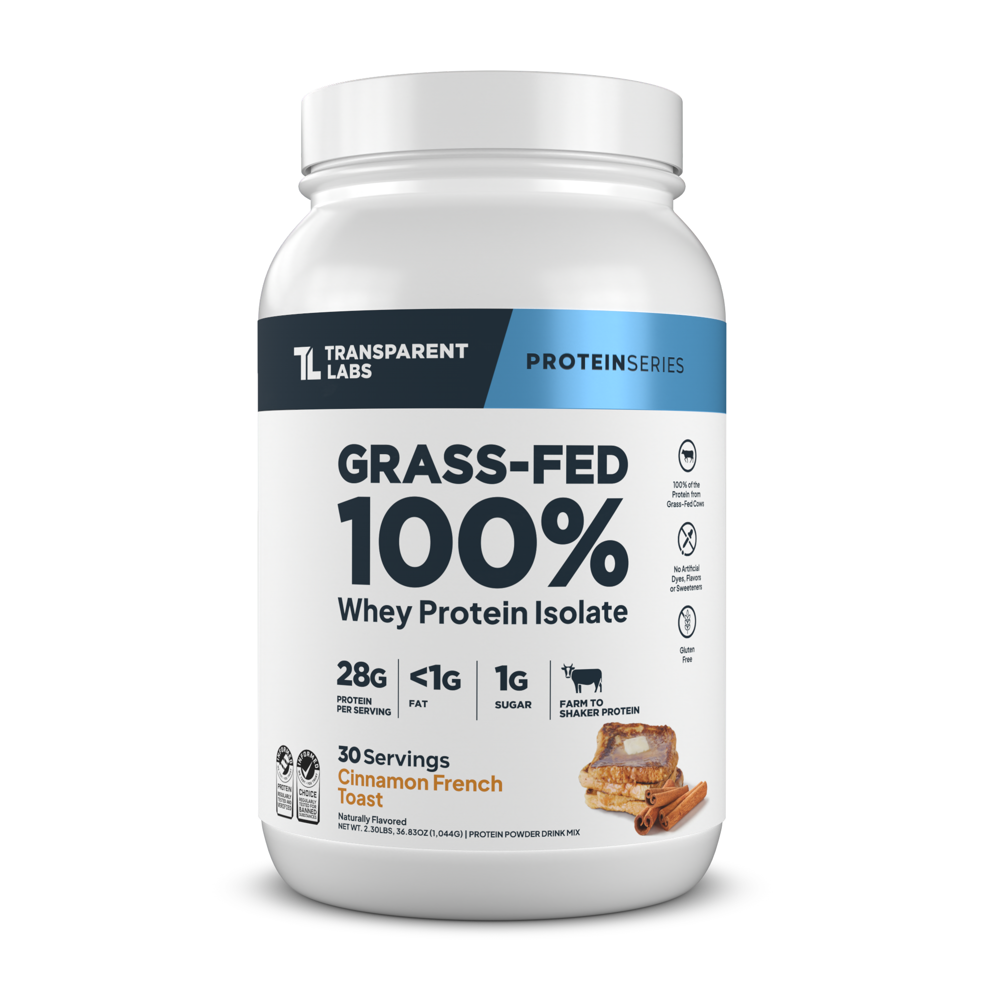 Transparent Labs Grass-Fed Whey Protein Isolate Cinnamon French Toast