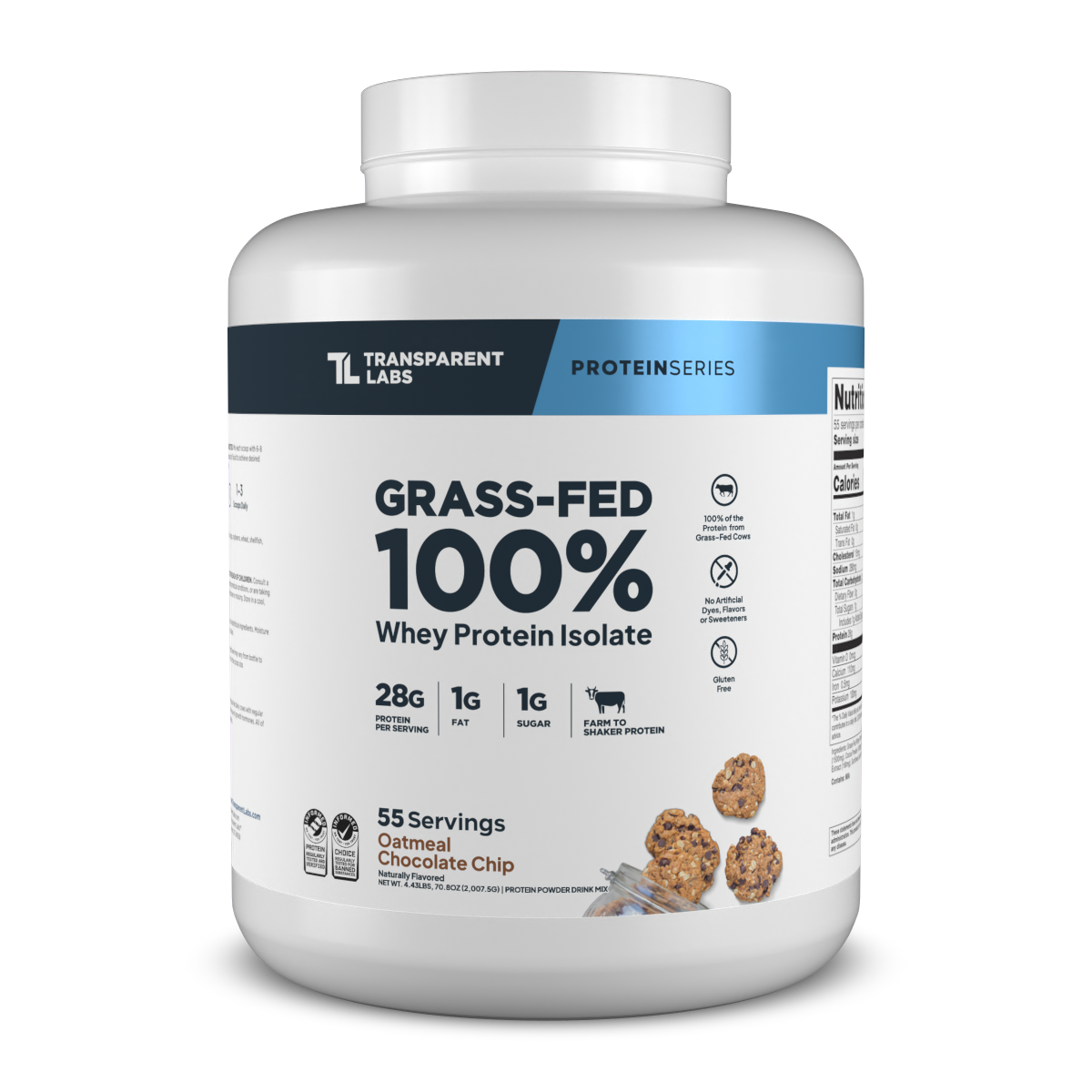Transparent Labs Grass-Fed Whey Protein Isolate Oatmeal Chocolate Chip Cookie
