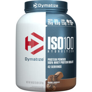 Dymatize ISO 100 Hydrolyzed Whey Protein Isolate Powder, Gourmet Chocolate, 3 Pounds, 1.37 Kilograms, 42 Servings