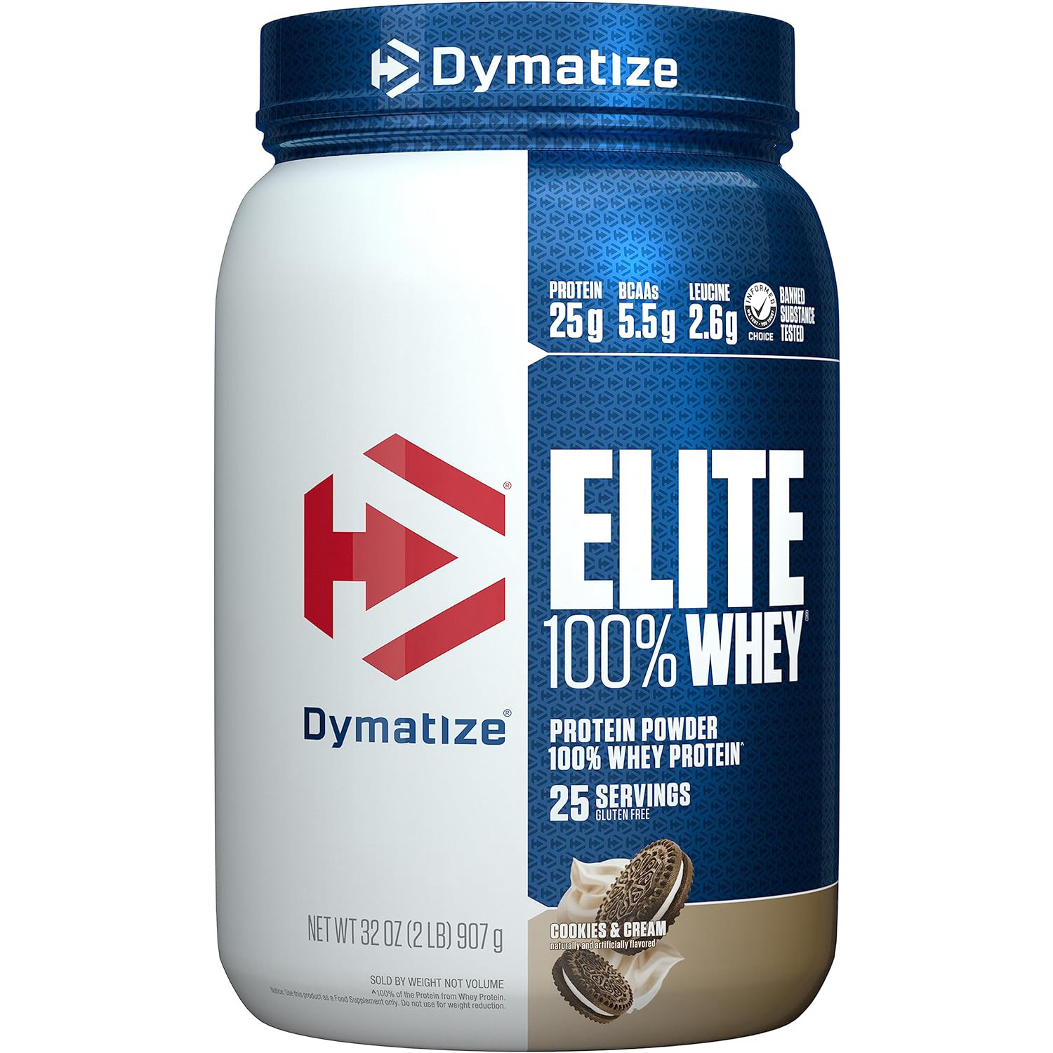 Dymatize Elite 100% Whey Protein Powder Cookies and Cream 2 Lbs